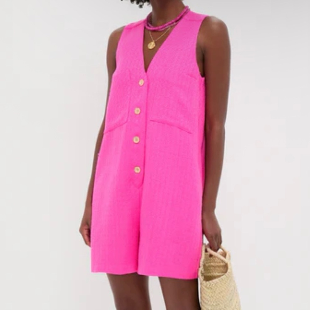 Tuckernuck Hot Pink Textured Myla Romper size XS New